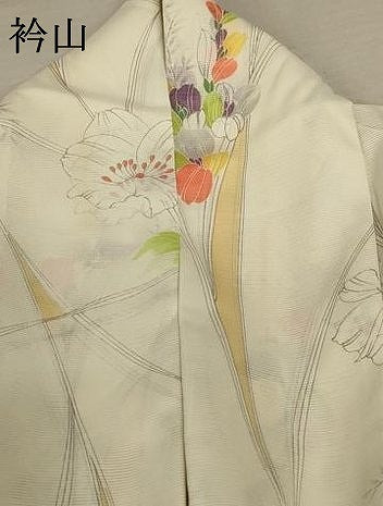 平和屋着物＊夏物 小紋 絽 手描き 草花文 洗える着物 AABC3477jd