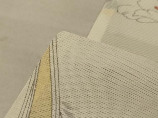 平和屋着物＊夏物 小紋 絽 手描き 草花文 洗える着物 AABC3477jd