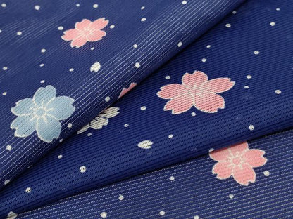平和屋着物＊夏物 小紋 絽 舞桜文 洗える着物 AABC3479jd