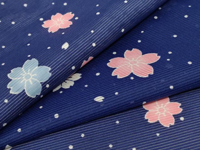 平和屋着物＊夏物 小紋 絽 舞桜文 洗える着物 AABC3479jd
