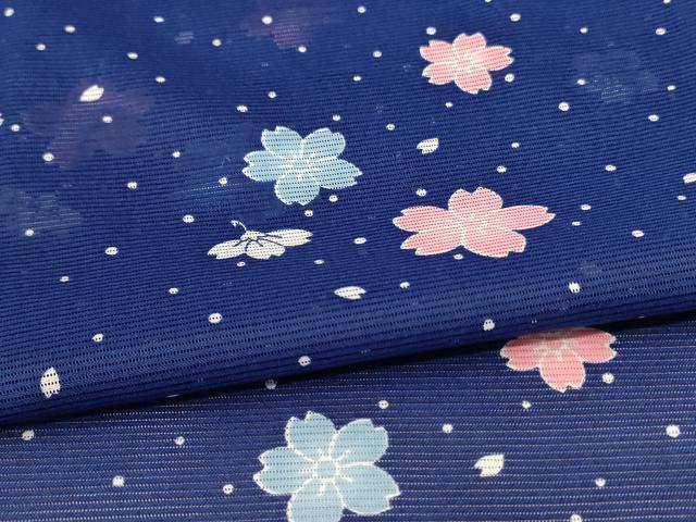 平和屋着物＊夏物 小紋 絽 舞桜文 洗える着物 AABC3479jd