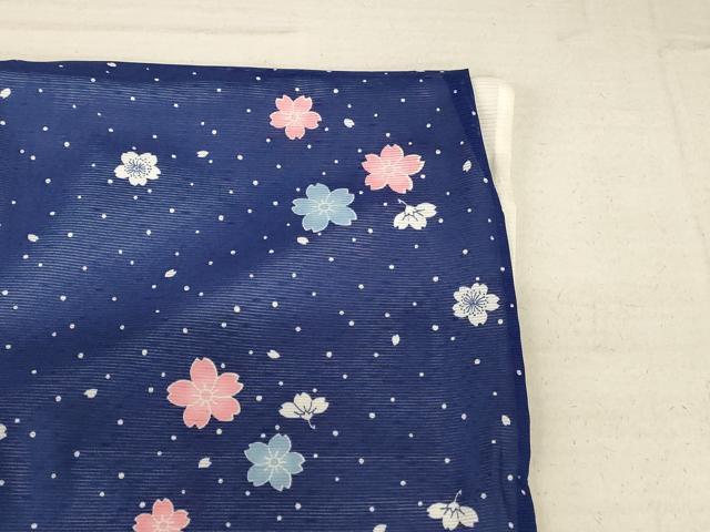 平和屋着物＊夏物 小紋 絽 舞桜文 洗える着物 AABC3479jd