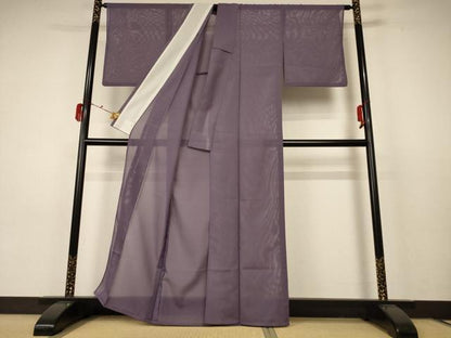平和屋着物＊夏物 色無地 絽 葡萄鼠色 洗える着物 AABC3480jd