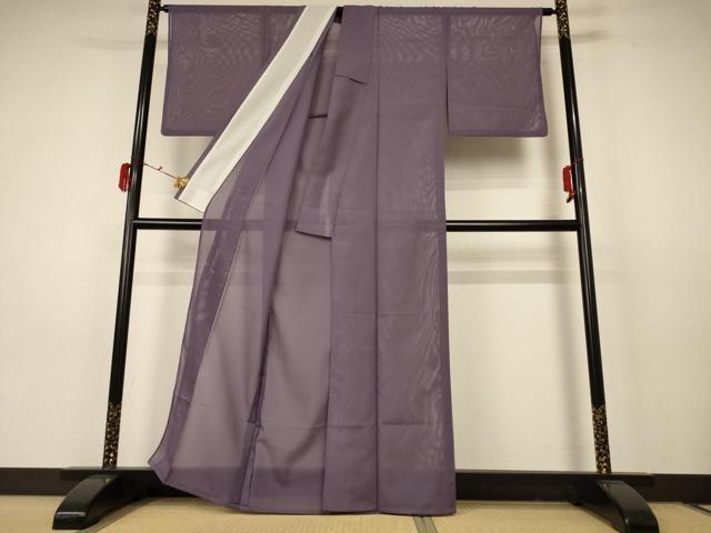 平和屋着物＊夏物 色無地 絽 葡萄鼠色 洗える着物 AABC3480jd