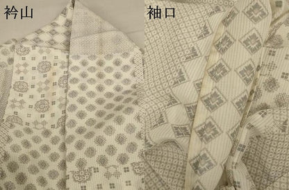 平和屋着物＊夏物　小紋　変わり絽　幾何学文様　洗える着物　AABC3482jd