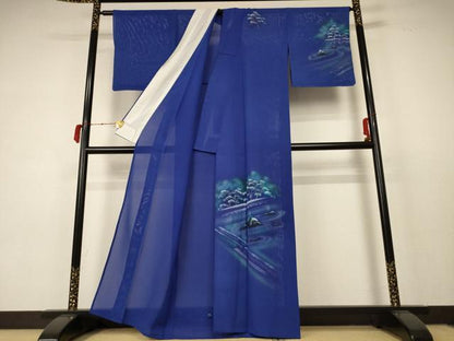 平和屋着物＊夏物 訪問着 絽 手描き 風景文 金彩 洗える着物 AABC3486jd