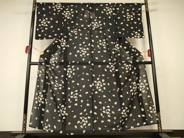 平和屋着物＊夏物 小紋 絽 舞花文 正絹 逸品 AABC3487jd