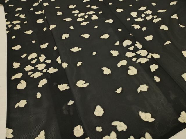 平和屋着物＊夏物 小紋 絽 舞花文 正絹 逸品 AABC3487jd