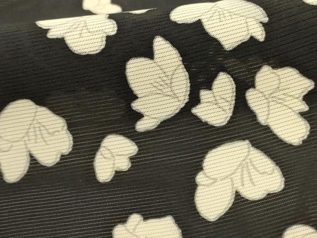 平和屋着物＊夏物 小紋 絽 舞花文 正絹 逸品 AABC3487jd