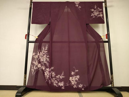 平和屋着物＊夏物 訪問着 絽 笹竹文 正絹 逸品 AABC3489jd