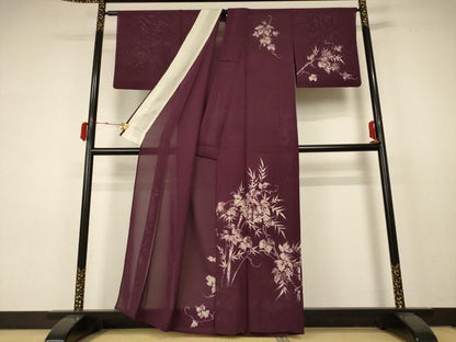 平和屋着物＊夏物 訪問着 絽 笹竹文 正絹 逸品 AABC3489jd