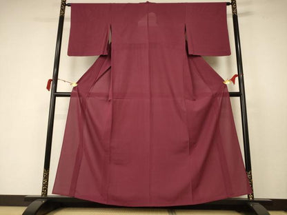 平和屋着物＊夏物 色無地 絽 小豆色 正絹 逸品 AABC3497jd