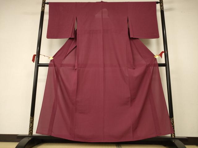 平和屋着物＊夏物 色無地 絽 小豆色 正絹 逸品 AABC3497jd