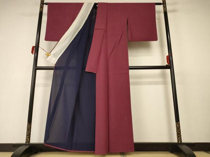 平和屋着物＊夏物 色無地 絽 小豆色 正絹 逸品 AABC3497jd