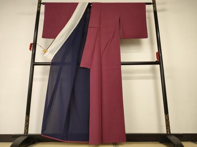 平和屋着物＊夏物 色無地 絽 小豆色 正絹 逸品 AABC3497jd