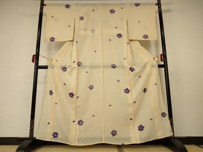 平和屋着物＊夏物 小紋 絽 絞り 舞花文 正絹 逸品 AABC3498jd