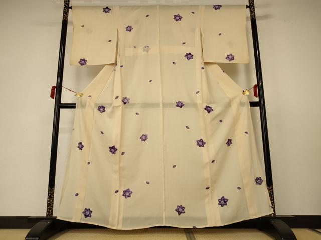 平和屋着物＊夏物 小紋 絽 絞り 舞花文 正絹 逸品 AABC3498jd
