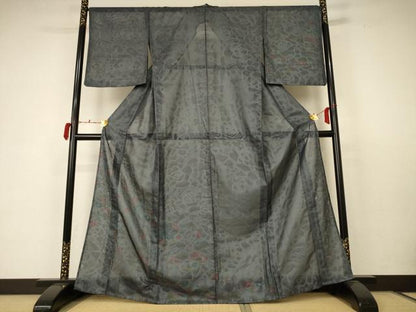 平和屋着物▽訪問着 無双 紗袷 紗×紗 草花文 正絹 逸品 AABC3502jd