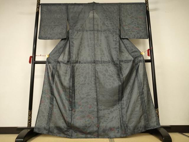 平和屋着物▽訪問着 無双 紗袷 紗×紗 草花文 正絹 逸品 AABC3502jd