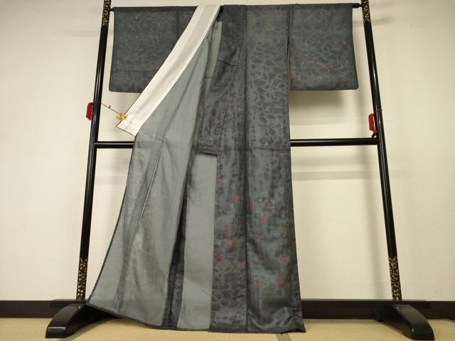 平和屋着物▽訪問着 無双 紗袷 紗×紗 草花文 正絹 逸品 AABC3502jd