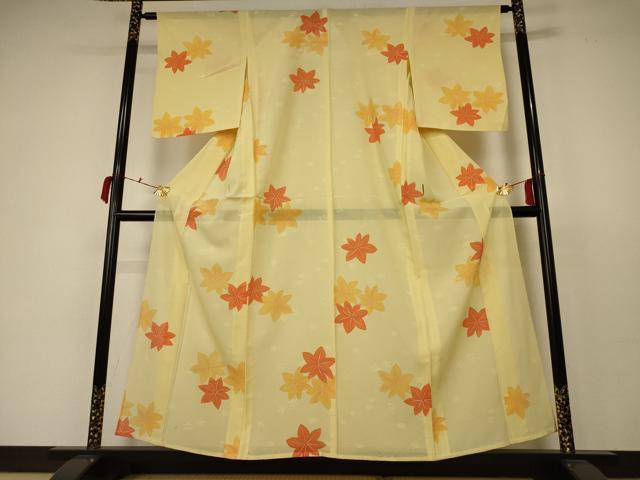 平和屋着物＊夏物 小紋 絽 楓文 正絹 逸品 AABC3507jd