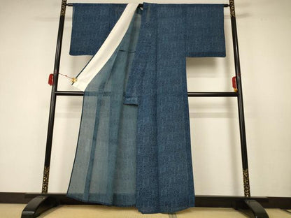 平和屋着物＊夏物 小紋 紗 型染め 抽象文様 正絹 逸品 AABC3508jd