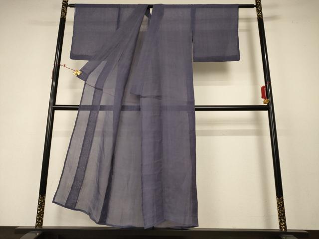平和屋着物＊夏物 小千谷ちぢみ 褐色 麻 逸品 AABC3513jd