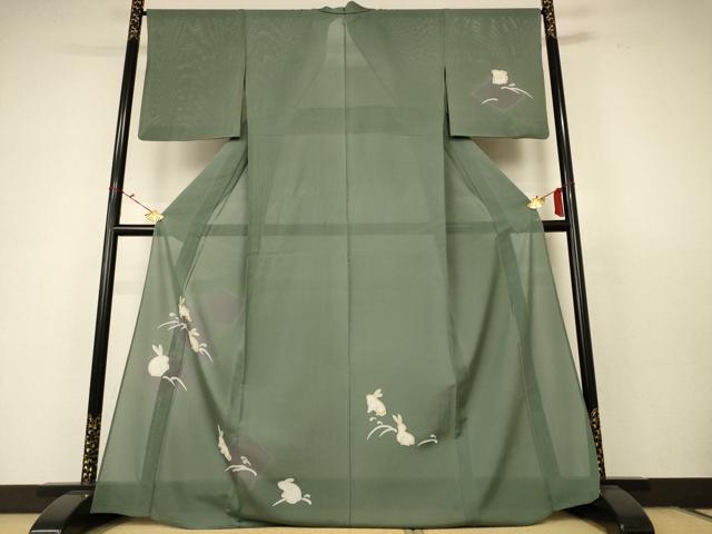 平和屋着物＊夏物 訪問着 絽 兎 さが美扱い 正絹 逸品 AABC3514jd