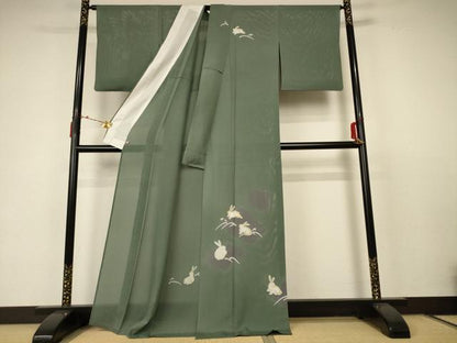 平和屋着物＊夏物 訪問着 絽 兎 さが美扱い 正絹 逸品 AABC3514jd