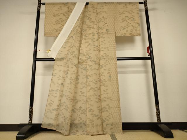 平和屋着物＊夏物 絹芭蕉 訪問着 枝松文 正絹 逸品 AABC3517jd