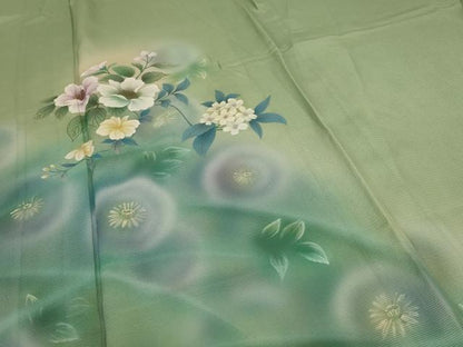 平和屋着物＊夏物 訪問着 絽 手描き 草花文 金彩 正絹 逸品 AABC3518jd
