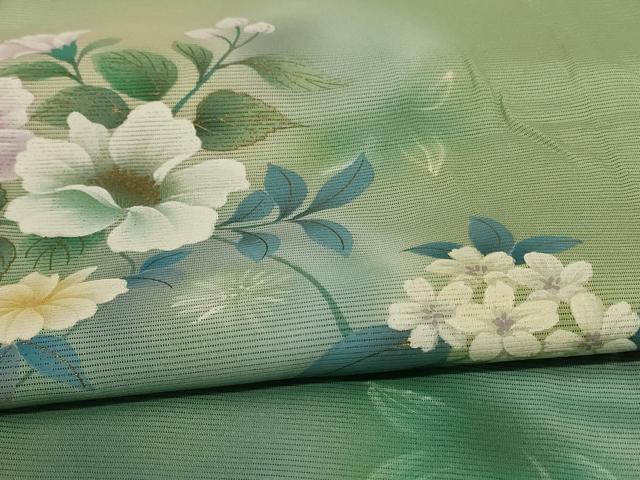 平和屋着物＊夏物 訪問着 絽 手描き 草花文 金彩 正絹 逸品 AABC3518jd