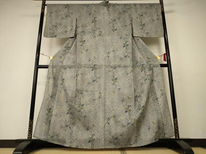 平和屋着物＊夏物 紗紬 草葉文 正絹 逸品 AABC3519jd
