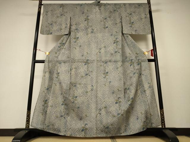 平和屋着物＊夏物 紗紬 草葉文 正絹 逸品 AABC3519jd