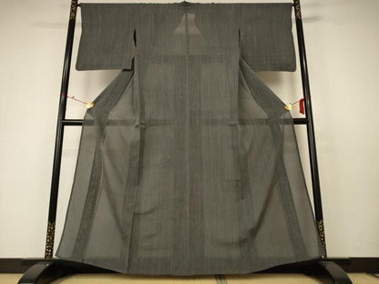 平和屋着物＊夏物 紗紬 縞 正絹 逸品 AABC3520jd