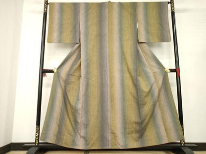 平和屋着物●上質な紬 間道 やまと誂製 正絹 逸品 AABC3524ck