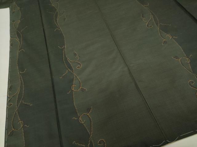 平和屋着物●本場大島紬　カタス7マルキ　花唐草文　黒地　正絹　逸品　AABC3533ck