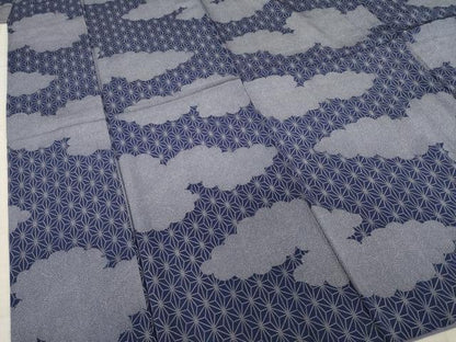 平和屋着物●上質な小紋　雲取り鮫小紋柄　麻の葉文様　正絹　逸品　AABC3539ck