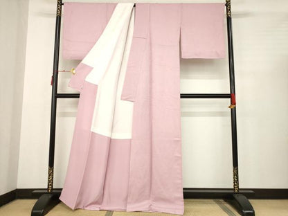 平和屋着物●上質な色無地　珊瑚色　正絹　逸品　未使用　AABH4561ck