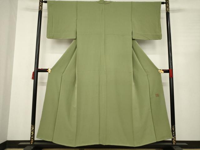 平和屋着物●上質な色無地　嵯峨野草木研究所　海松色　正絹　逸品　AABC3549ck