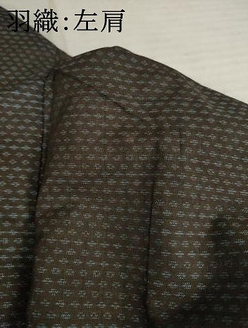 平和屋着物●男性　紬　アンサンブル　幾何学文様　正絹　逸品　AABC3555ck