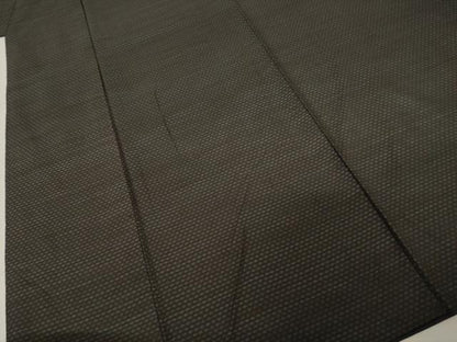 平和屋着物●男性　紬　アンサンブル　幾何学文様　正絹　逸品　AABC3555ck