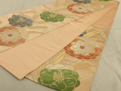 平和屋着物◎六通柄袋帯　草花文　金銀糸　正絹　逸品　AABC3562ou