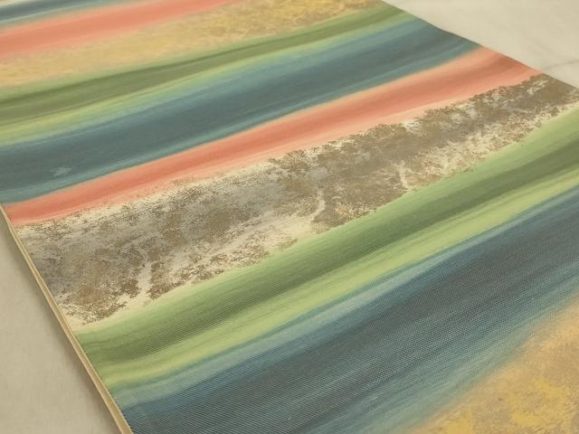 平和屋着物◎六通柄袋帯　霞文　正絹　逸品　AABC3563ou