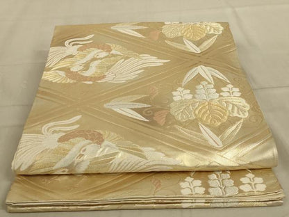 平和屋着物◎六通柄袋帯　花鳥文　金銀糸　正絹　逸品　AABC3564ou