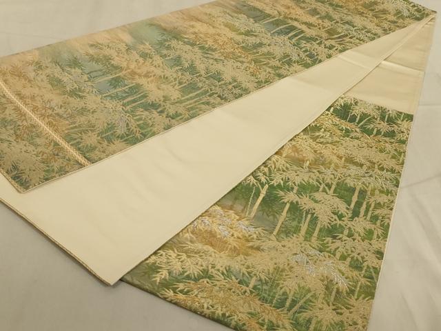 平和屋着物◎六通柄袋帯　笹竹文　金銀糸　正絹　逸品　AABC3570ou