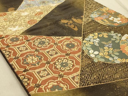 平和屋着物◎六通柄袋帯　唐織　吉祥花文　金糸　正絹　逸品　AABC3574ou