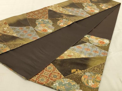 平和屋着物◎六通柄袋帯　唐織　吉祥花文　金糸　正絹　逸品　AABC3574ou
