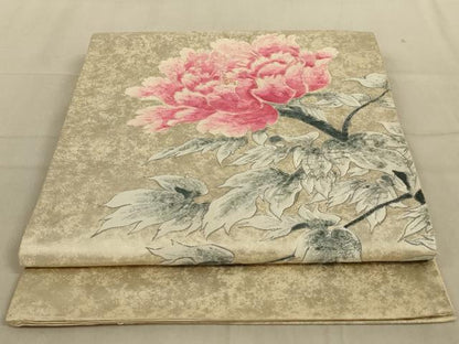 平和屋着物◎太鼓柄袋帯　唐織　刺繍　草花文　金糸　正絹　逸品　AABC3575ou