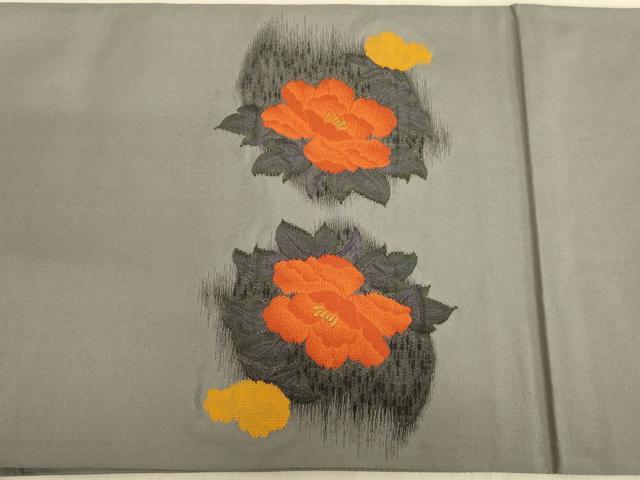 平和屋着物◎太鼓柄袋帯　草花文　正絹　逸品　AABC3580ou